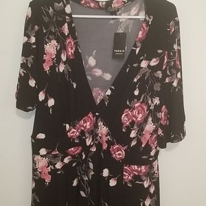 Rose Pattern Black Dress